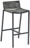 Maldives Rope Fabric / Aluminum Contemporary Grey Rope Fabric Outdoor Patio Barstool - 18" W x 18.5" D x 33.5" H