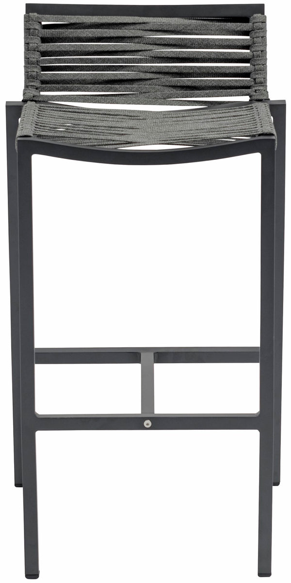 Maldives Rope Fabric / Aluminum Contemporary Grey Rope Fabric Outdoor Patio Barstool - 18" W x 18.5" D x 33.5" H