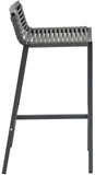 Maldives Rope Fabric / Aluminum Contemporary Grey Rope Fabric Outdoor Patio Barstool - 18" W x 18.5" D x 33.5" H