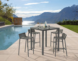 Maldives Rope Fabric / Aluminum Contemporary Grey Rope Fabric Outdoor Patio Barstool - 18" W x 18.5" D x 33.5" H