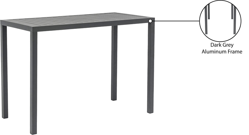Maldives Aluminum Contemporary  Outdoor Patio Rectangle Bar Table - 55.5" W x 27.5" D x 40" H