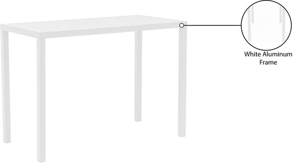 Maldives Aluminum Contemporary  Outdoor Patio Rectangle Bar Table - 55.5" W x 27.5" D x 40" H