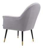 Zuo Modern Alexandria 100% Polyester, Plywood, Steel Modern Commercial Grade Accent Chair Gray, Black, Gold 100% Polyester, Plywood, Steel