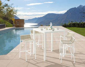 Maldives Aluminum Contemporary  Outdoor Patio Square Bar Table - 35" W x 35" D x 40" H