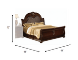 69' X 98' X 73' Espresso PU Cherry Wood Upholstery Queen Bed