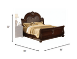 72' X 91' X 72' Cherry Oak Wood Poly Resin Queen Bed