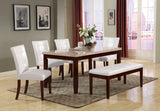 38' X 64' X 31' White Marble Walnut Wood Dining Table