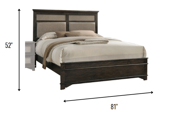 81' X 85' X 52' Copper PU Dark Walnut Wood Upholstery King Bed