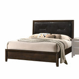 Black PU Walnut Wood Upholstered HB King Bed