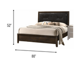 80' X 83' X 52' Black PU Walnut Wood Upholstered HB King Bed