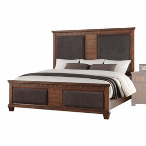 82' X 89' X 68' Brown Fabric Cherry Oak Wood Upholstered HBFB Eastern King Bed