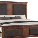 66' X 89' X 68' Brown Fabric Cherry Oak Wood Upholstered (HBFB) Queen Bed