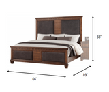 66' X 89' X 68' Brown Fabric Cherry Oak Wood Upholstered (HBFB) Queen Bed