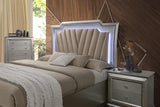 83' X 95' X 69' PU Champagne Wood Upholstered (HB) LED California King Bed