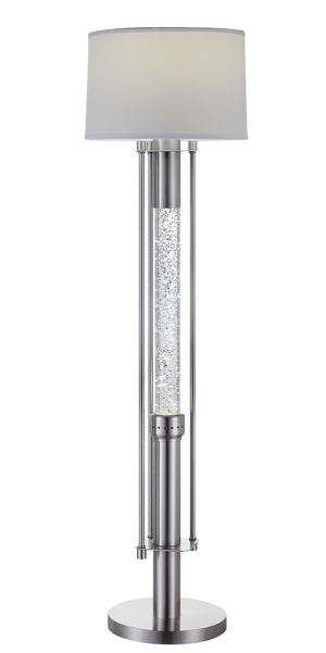 15' X 15' X 58' Brushed Nickel Metal Glass LED Shade Floor Lamp