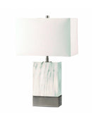 White Marble Brushed Nickel Table Lamp