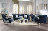 37' X 89' X 39' Blue Velvet Upholstery Acrylic Leg Sofa w3 Pillows
