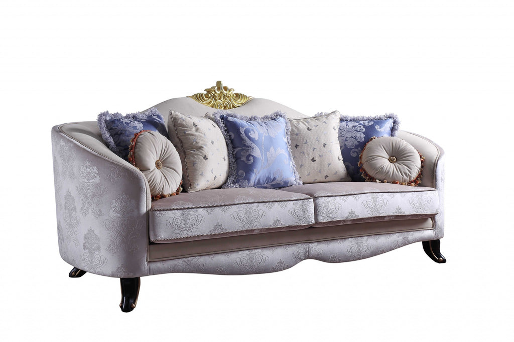 38' X 95' X 44' Cream Fabric Upholstery Sofa w7 Pillows
