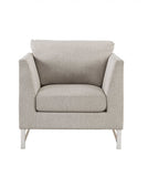 35' X 38' X 36' Beige Linen Upholstery Metal Leg Chair