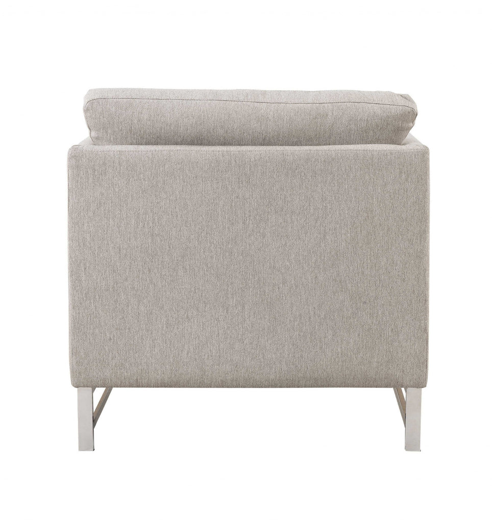35' X 38' X 36' Beige Linen Upholstery Metal Leg Chair