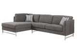 75' X 113' X 36' Gray Linen Upholstery Metal Leg Sectional Sofa