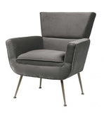 29' X 32' X 36' Gray Velvet Upholstery Metal Leg Accent Chair