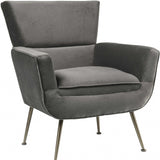 29' X 32' X 36' Gray Velvet Upholstery Metal Leg Accent Chair