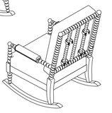 25' X 33' X 41' Cream Fabric White Wood Upholstered (Seat) Rocking Chair