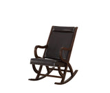 Brown Faux Leather with Walnut Finish Rocking Chair