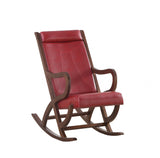 22' X 36' X 38' Burgundy PU Walnut Wood Upholstered (Seat) Rocking Chair