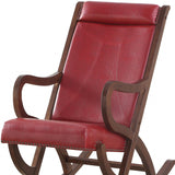 22' X 36' X 38' Burgundy PU Walnut Wood Upholstered (Seat) Rocking Chair