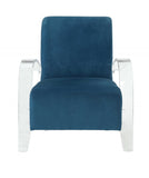 Teal Velvet Clear Arm Accent Chair