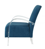 Teal Velvet Clear Arm Accent Chair