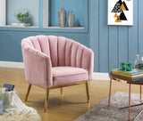 31' X 32' X 34' Pink Velvet Gold Upholstery Wood Accent Chair