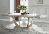 44' X 102' X 30' Antique White Wood Dining Table wPedestal