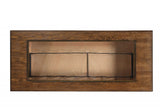 19' X 53' X 41' Walnut Black Metal Wood Glass Bar Table