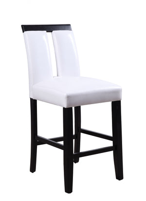 19' X 24' X 41' White Faux Leather Upholstered Seat and Black Wood Counter Height Chair Set of 2