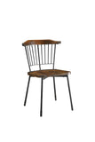 21' X 19' X 32' Brown Oak Wood and Black Metal Base Side Chair - Set of 2