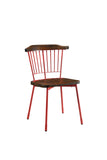 21' X 19' X 32' Brown Oak Wood and Red Metal Base Side Chair - Set of 2