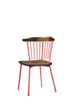 21' X 19' X 32' Brown Oak Wood and Red Metal Base Side Chair - Set of 2