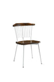 21' X 19' X 32' Brown Oak Wood and White Metal Base Side Chair Set of 2