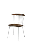 21' X 19' X 32' Brown Oak Wood and White Metal Base Side Chair Set of 2