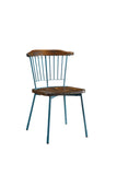 21' X 19' X 32' Brown Oak Wood and Teal Metal Side Chair Set of 2
