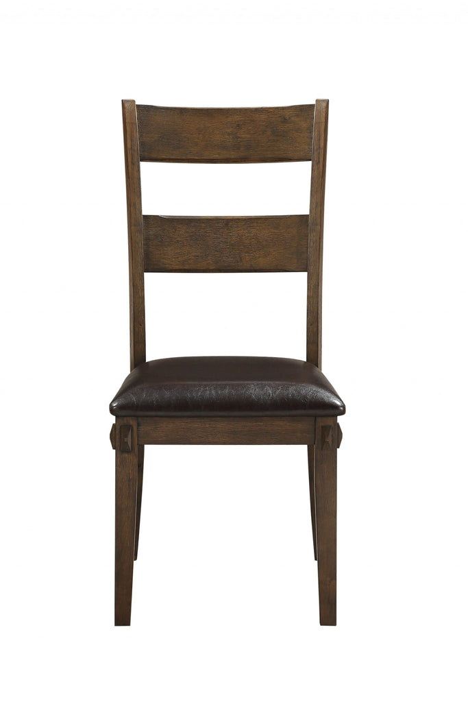 19' X 21' X 39' Faux Leather Upholstered and Dark Oak Wood Side Chair
