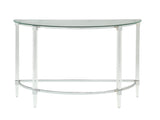 18' X 48' X 29' Clear Acrylic Chrome Glass Metal Sofa Table