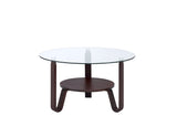 31' X 31' X 18' Dark Walnut Clear Glass Wood Coffee Table