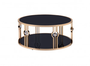 40' X 40' X 18' Metal Glass Coffee Table and Gold Black Glass