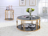 40' X 40' X 18' Metal Glass Coffee Table and Gold Black Glass