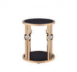 20' X 20' X 24' Metal Glass End Table and Gold Black Glass