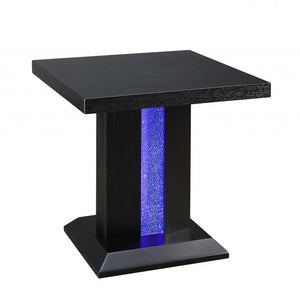24' X 24' X 24' Black LED Wood Glass End Table